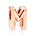 Ciondolo a lettera M in oro rosa con foro grande per gioielli e braccialetti DIY - Taglia M / 10 Pezzi/Confezione (12mm) / Oro rosa
