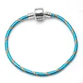 Bracciale a catena serpente da 3mm blu e oro con chiusura a barilotto in argento - 17cm / Blu