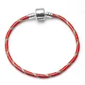 Bracciale a catena serpente da 3mm rosso e oro con chiusura classica a barilotto in metallo - 17cm / Rosso