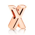 Ciondolo a forma di lettera X in oro rosa con lucidatura a specchio per bracciali DIY - Lettera X / 10 Pezzi/Confezione (12mm) / Oro rosa