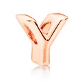 Ciondolo a lettera Y in oro rosa lucido per collane e bracciali fai da te - Lettera Y / 10 Pezzi/Confezione (12mm) / Oro rosa