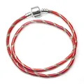 Dubbellaagse rood-zilveren spiraalvormige slangenarmband met klassieke vat-sluiting - Rood / 17cm