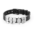 Bracciale in rete di acciaio inossidabile nero con ciondoli Best Friend e stelle - Best Friend Cuore Puzzle (S02)