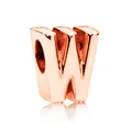 Charm a forma di lettera W in oro rosa con finitura lucida per bracciali fai da te - Lettera W / 10 Pezzi/Confezione (12mm) / Oro rosa