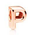 Ciondolo a forma di lettera P in oro rosa lucido per bracciali e gioielli fai-da-te - Lettera P / 10 Pezzi/Confezione (12mm) / Oro rosa