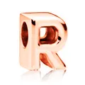 Charm lettera R lucido in oro rosa per bracciali e collane fai-da-te - Lettera R / 10 Pezzi/Confezione (12mm) / Oro rosa