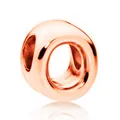 Perla alfabeto in oro rosa lucido con foro grande per braccialetti e gioielli fai da te - Lettera O / 10 Pezzi/Confezione (12mm) / Oro rosa