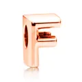 Charm lettera F in oro rosa con finitura 3D lucida per bracciali fai-da-te - Lettera F / 10 Pezzi/Confezione (12mm) / Oro rosa