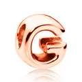 Ciondolo a forma di lettera G in oro rosa lucido per braccialetti fai-da-te - Lettera G / 10 Pezzi/Confezione (12mm) / Oro rosa