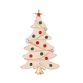 Graziosa spilla a forma di albero di Natale dorata con smalto bianco e strass - Stile Albero di Natale