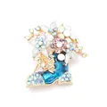 Exquisite Christmas boot brooch with blue textured finish and sparkling rhinestones - Blue Style (03)