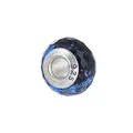 Deep blue faceted glass charm with 925 silver core for DIY beaded bracelets - Deep Blue Starry Faceted Style