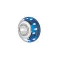 Blaue Glasperle mit weißen Punkten und S925 Silberkern für DIY-Armbänder - Blau Mit Weißen Polka Dots Stil