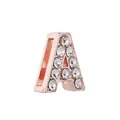 Charme lettre A en or rose avec cristaux blancs pour bracelets coulissants de 10mm - Lettre A (Or Rose A)