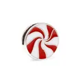 Détail de la perle spirale émaillée rouge et blanche pour bracelet en maille - Sucre d'Orge (2) / Argent