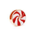 Détail de la breloque bonbon en émail rouge et blanc avec bords en or rose pour bracelets - Sucre d'Orge (2) / Or rose