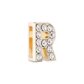 Pendentif lettre R doré avec strass et trou rectangulaire de 10mm pour bracelets - Lettre R Dorée