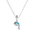 Minimalist silver alloy starfish pendant necklace with blue enamel for women - 45cm / Silver Painted Dolphin (NC02)