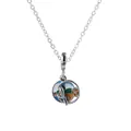Collana minimalista in lega d'argento con pendente paesaggio in smalto colorato su bianco - 45cm / Paesaggio Dipinto in Argento (NC03)