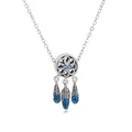 Collana acchiappasogni con gemma blu e piume su una catenina d'argento - Acchiappasogni Argento Tre Piume (NC03)
