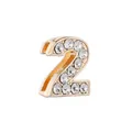 Pendentif chiffre 2 en alliage doré avec strass pour bracelet de montre et bijoux - Or Chiffre 2