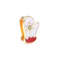Pendentif gant de Noël émaillé rouge et blanc avec flocon doré pour bracelets mesh - Moufle Flocon (7) / Or