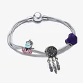 Charming multilayer snake chain bracelet with unicorn and dreamcatcher charms - Unicorn and Dreamcatcher Style (Style 5)