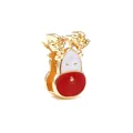 Charme de renne de Noël pour bracelet en maille avec émail rouge et doré - Renne (9) / Or