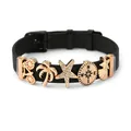 Black mesh bracelet with rose gold charms including bicycle, palm tree, and compass star - Starfish And Compass Style (款式三)