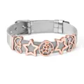Zilveren mesh-armband met roségouden sterbedels en kristallen accenten voor dames - Sterrencluster Geometrische Stijl (Stijl 1)