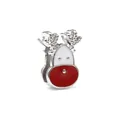 Charm de renne de Noël avec émail rouge et zircons pour bracelets à mailles - Renne (9) / Argent