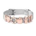 Zilveren mesh armband met roségouden bedels in de vorm van vos, hart en engel - Vos Engel Appel Stijl (Stijl 5)