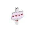 Perle charm gâteau en émail rose avec cœur rouge pour bracelet en maille d'acier - Forme de Gâteau Cœur (Argent 11)