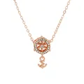 Collana in oro rosa con ciondolo ad ancora e timone con brillanti pietre zirconi - Timone e Ancora Oro Rosa (NC13)