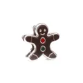 Charme de bonhomme de pain d'épices en émail brun et métal pour bracelets DIY - Bonhomme en Pain d'Épice (13) / Argent
