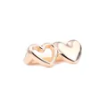 Élégante manchette d'oreille double cœur dorée avec design en forme de cœur plein et évidé - Style Double Cœur / Or