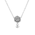 Collana moda argento con ciondolo a timone e ancora decorato con pietre scintillanti - Timone e Ancora Argento Pave (NC14)