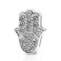 Zilveren Hamsa Hand bedel met strass voor 10 mm DIY horlogeband armbanden - Zilveren Hand van Fatima (Zilver 13)