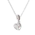 Collana d'argento con perla di strass rosa e ciondolo albero della vita a cuore - 45cm / Albero della Vita Argento Pietra Rosa (NC10)