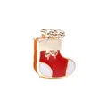 Pendentif chaussette de Noël pour bracelet avec émail rouge et blanc et nœud doré - Chaussette de Noël (8) / Or rose