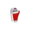 Charme de mitaine de Noël en émail rouge et métal argenté pour bracelets mesh - Moufle à Rayures (10) / Argent