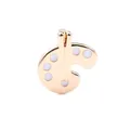 Pendentif palette d'artiste dorée avec émail blanc et accessoire de pinceau détaillé - Palette d'Art (Or 13)