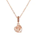 Collana in oro rosa con ciondolo Albero della Vita a cuore e cristalli rosa - 45cm / Albero della Vita Dorato Pietra Rosa (NC08)