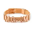 Bracciale a maglia in acciaio inossidabile oro rosa con ciondoli MOM love e fibbia a spillo - Oro - Stile M Love M