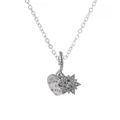 Silver alloy necklace with heart pendant and sparkling daisy flower charm set - 45cm / Silver Daisy Heart (NC05)