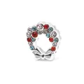 Charm couronne de Noël argenté avec pierres colorées pour bracelet en maille 10mm - Couronne de Noël (4) / Argent