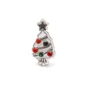 Charme de Noël pour bracelet en maille avec émail blanc et cristaux colorés - Sapin de Noël (5) / Argent