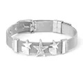 Bracciale a maglia d'argento con ciondoli a stella marina con strass e conchiglie - Argento Stella Marina Conchiglia (ST03)