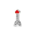 Perle fusée DIY avec cœur rouge et zircon blanc en finition argent S925 - Cœur avec Pierres (Argent 3)