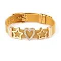 Bracelet en maille dorée avec breloque cœur étincelante et étoiles style océanique - Or Cœur Étoile (ST10)